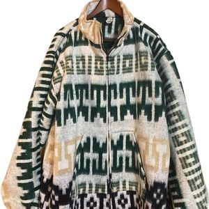 Artesanias Molina Indian Drawing Mexican Sweater Jacket Coat. Size XL.